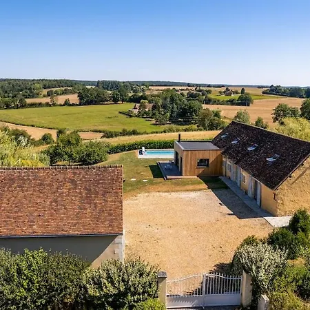 Magnifique Longere Du Perche Avec Vue Panoramique Et Piscine Pour 9 Personnes *