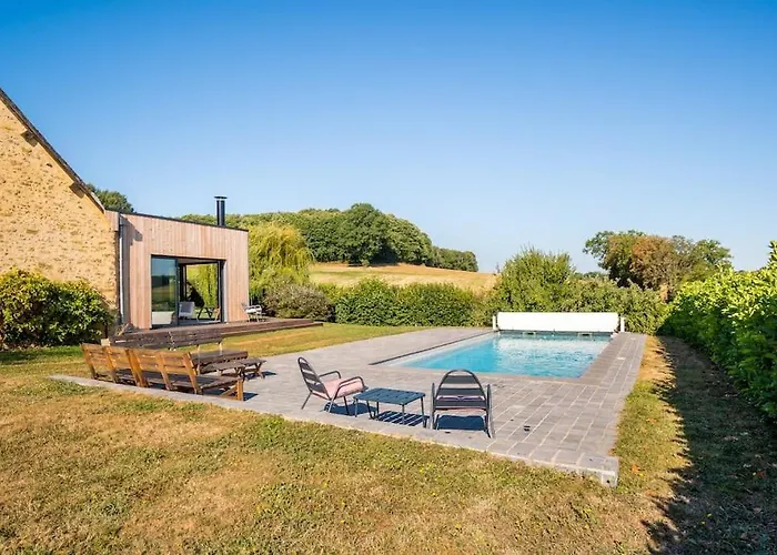 Vila Magnifique Longere Du Perche Avec Vue Panoramique Et Piscine Pour 9 Personnes